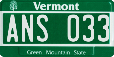 VT license plate ANS033