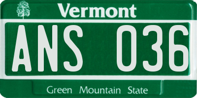VT license plate ANS036