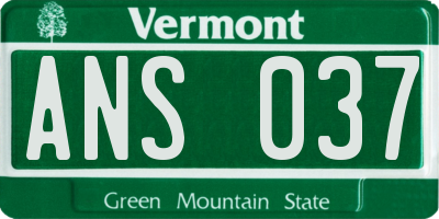 VT license plate ANS037