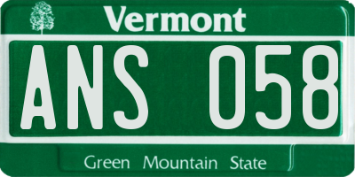 VT license plate ANS058