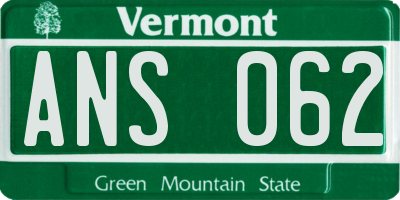 VT license plate ANS062