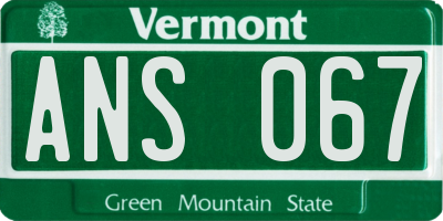VT license plate ANS067