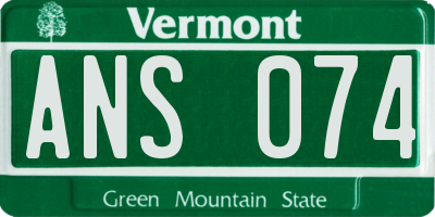 VT license plate ANS074