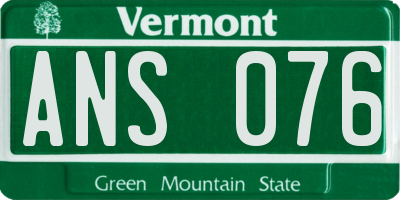 VT license plate ANS076