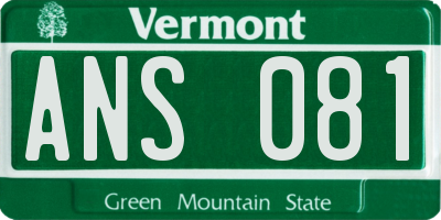 VT license plate ANS081