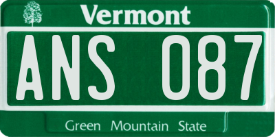 VT license plate ANS087