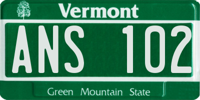 VT license plate ANS102