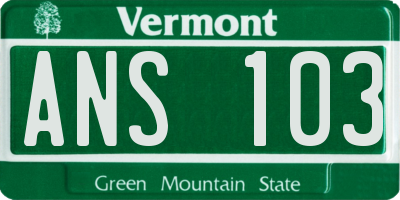 VT license plate ANS103