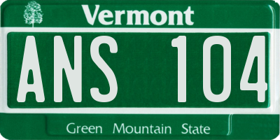 VT license plate ANS104