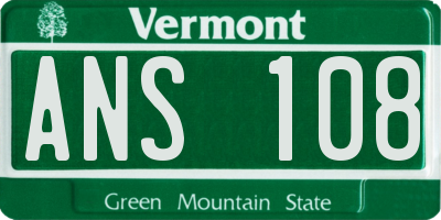 VT license plate ANS108