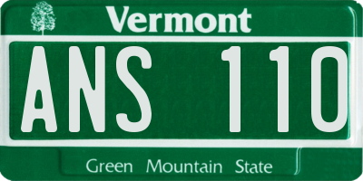 VT license plate ANS110