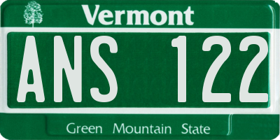 VT license plate ANS122