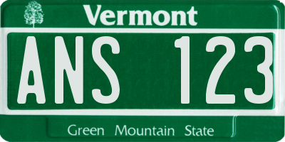 VT license plate ANS123