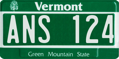 VT license plate ANS124
