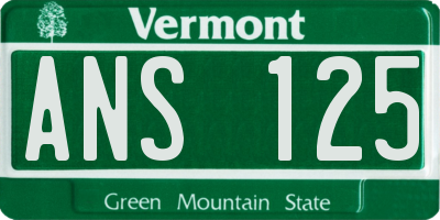 VT license plate ANS125