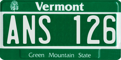 VT license plate ANS126