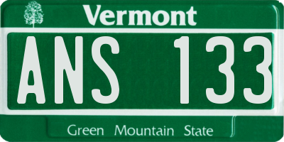VT license plate ANS133
