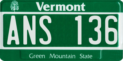 VT license plate ANS136