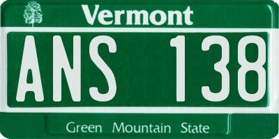 VT license plate ANS138