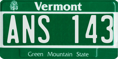 VT license plate ANS143