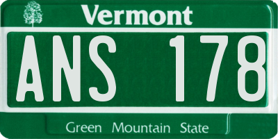 VT license plate ANS178
