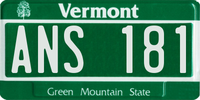 VT license plate ANS181