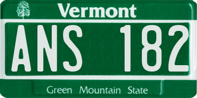 VT license plate ANS182