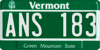 VT license plate ANS183