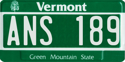 VT license plate ANS189