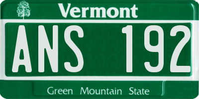 VT license plate ANS192