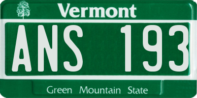 VT license plate ANS193