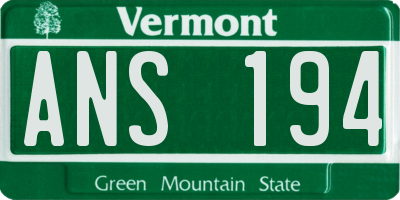 VT license plate ANS194