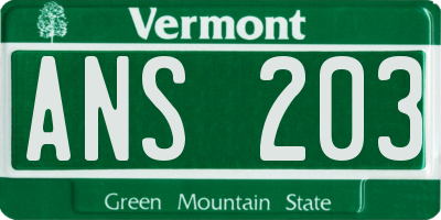 VT license plate ANS203