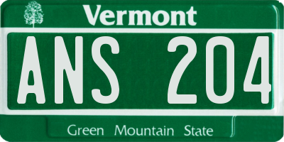 VT license plate ANS204