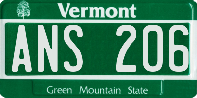 VT license plate ANS206