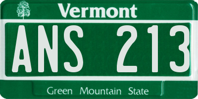 VT license plate ANS213