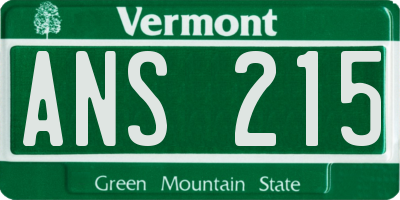 VT license plate ANS215