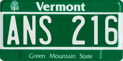 VT license plate ANS216