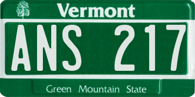 VT license plate ANS217