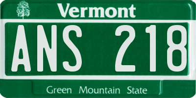 VT license plate ANS218