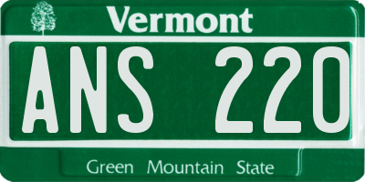VT license plate ANS220