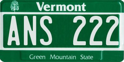 VT license plate ANS222