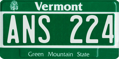 VT license plate ANS224