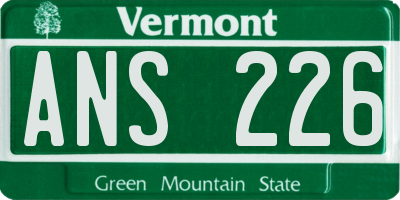 VT license plate ANS226