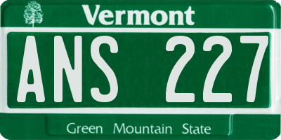 VT license plate ANS227