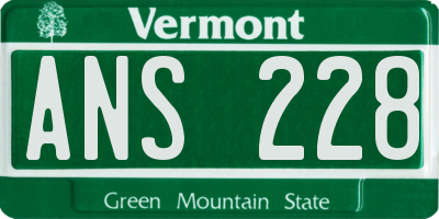VT license plate ANS228