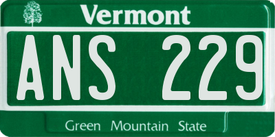 VT license plate ANS229