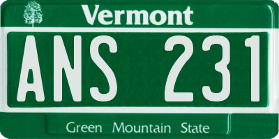 VT license plate ANS231