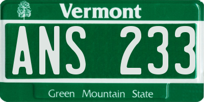 VT license plate ANS233