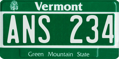 VT license plate ANS234